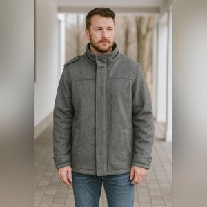 Buckle BKE wool military style coat heavy duty minimalist outdoors men size XL